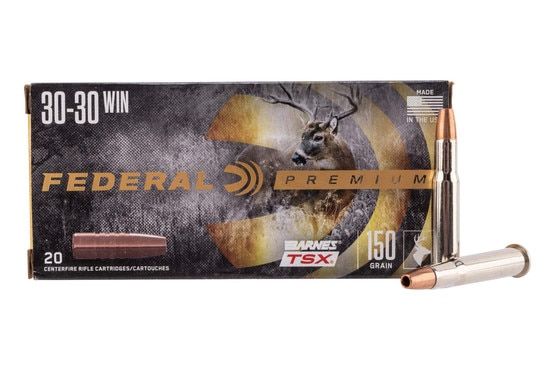 Federal Premium hunting 30-30 Winchester TSX ammunition.